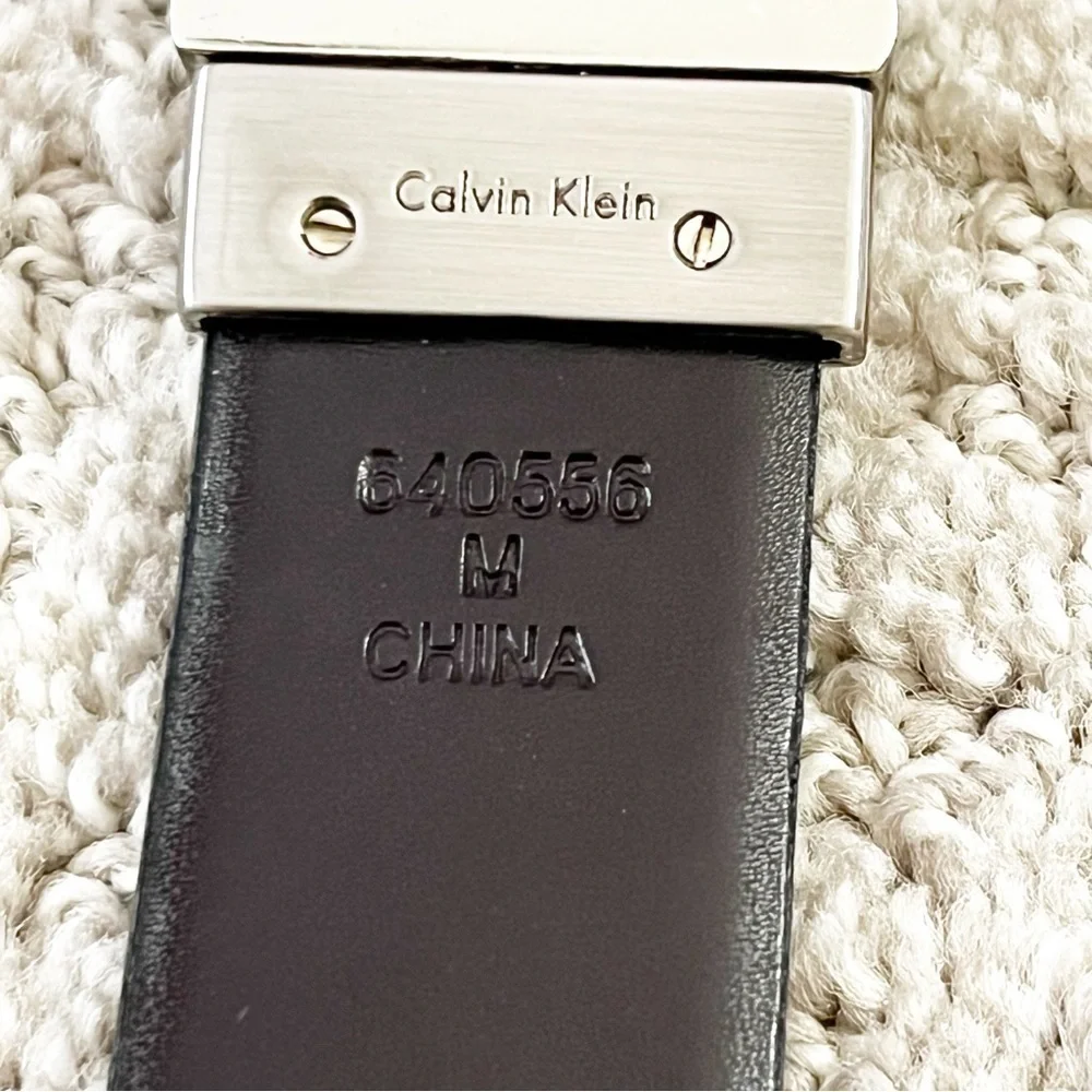 Calvin Klein Junior Boy Black Teen Brown Belt Sz M 30 Reversible Buckle Classic
